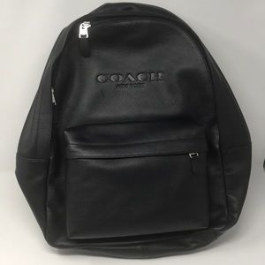 Coach black leather men’s backpack